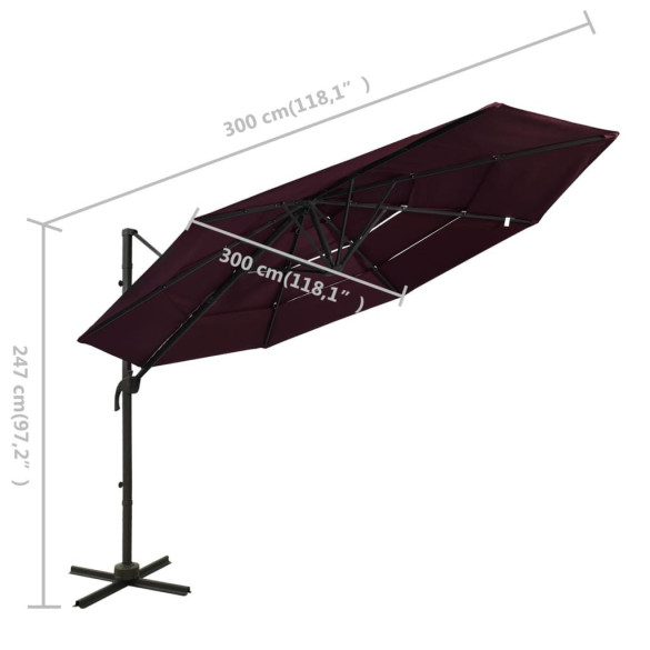 Umbrelă Soare 4 Niveluri Roșu Bordo | Protecție UV Umbrelă Soare 4 Niveluri Roșu Bordo | Protecție UV