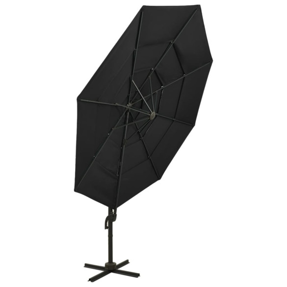 Umbrelă de soare 4 niveluri - Aluminiu - 3x3 m - Negru Umbrelă de soare 4 niveluri - Aluminiu - 3x3 m - Negru