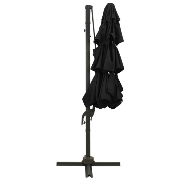 Umbrelă de soare 4 niveluri - Aluminiu - 3x3 m - Negru Umbrelă de soare 4 niveluri - Aluminiu - 3x3 m - Negru
