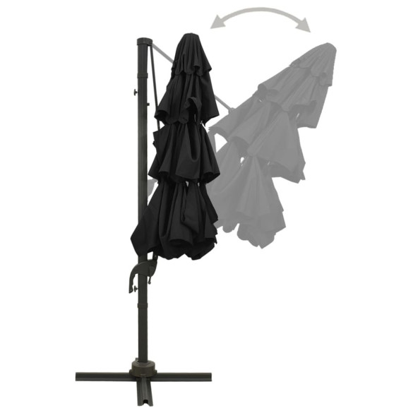 Umbrelă de soare 4 niveluri - Aluminiu - 3x3 m - Negru Umbrelă de soare 4 niveluri - Aluminiu - 3x3 m - Negru