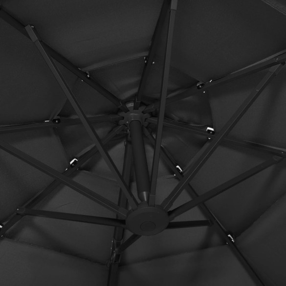 Umbrelă de soare 4 niveluri - Aluminiu - 3x3 m - Negru Umbrelă de soare 4 niveluri - Aluminiu - 3x3 m - Negru