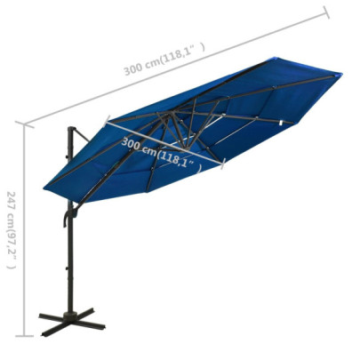 Umbrelă Soare 4 Niveluri, Aluminiu, 3x3m - Livrare Gratuită