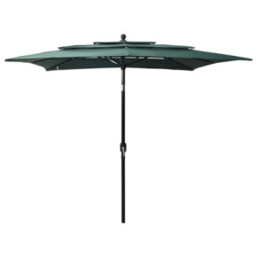 Umbrelă Soare 3 Niveluri, Aluminiu 2.5x2.5m - Verde