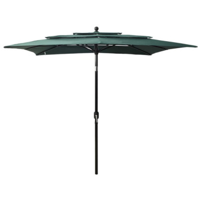 Umbrelă Soare 3 Niveluri, Aluminiu 2.5x2.5m - Verde