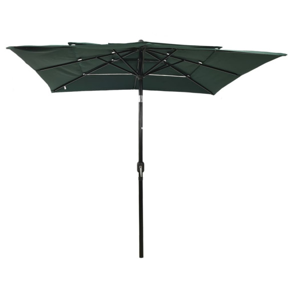 Umbrelă Soare 3 Niveluri, Aluminiu 2.5x2.5m - Verde