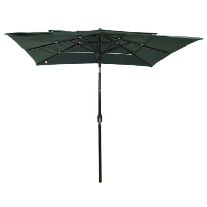Umbrelă Soare 3 Niveluri, Aluminiu 2.5x2.5m - Verde
