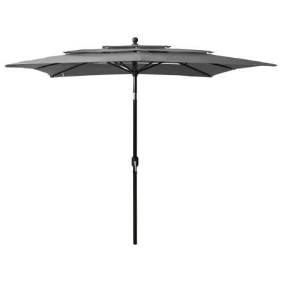 Umbrelă Soare 3 Niveluri - Aluminiu Antracit 250x250cm