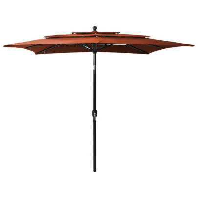 Umbrelă Soare 3 Niveluri - Aluminiu Cărămiziu 250x250cm