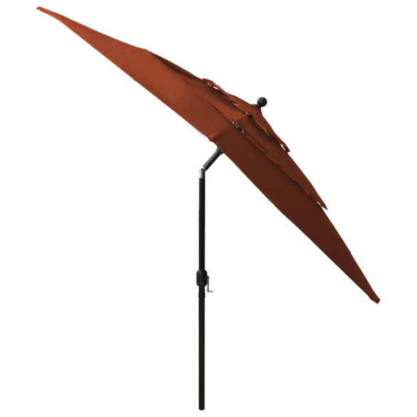 Umbrelă Soare 3 Niveluri - Aluminiu Cărămiziu 250x250cm