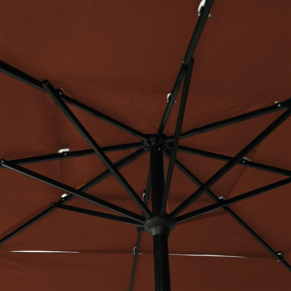 Umbrelă Soare 3 Niveluri - Aluminiu Cărămiziu 250x250cm