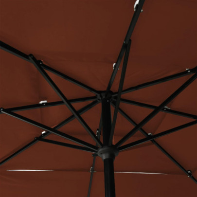 Umbrelă Soare 3 Niveluri - Aluminiu Cărămiziu 250x250cm