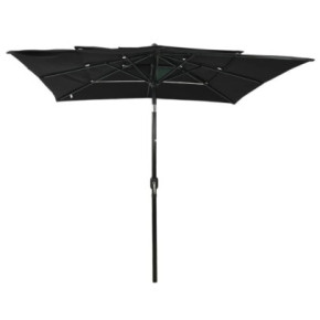 Umbrelă de soare 3 niveluri - Aluminiu - Negru - 2,5x2,5 m 2