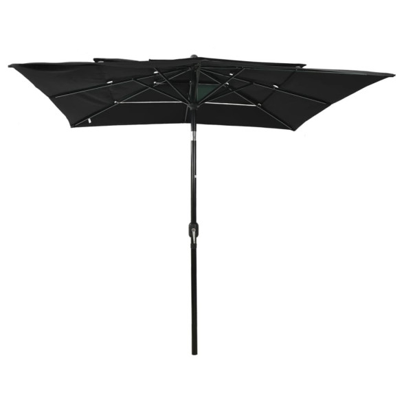 Umbrelă de soare 3 niveluri - Aluminiu - Negru - 2,5x2,5 m