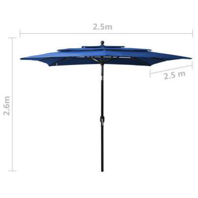 Umbrelă Grădină 3 Niveluri - Aluminiu - Albastru Azuriu 2.5x2.5m