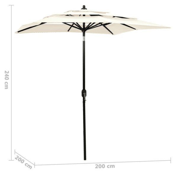Umbrelă Grădină 3 Niveluri - Aluminiu - 2x2 m - Nisipiu