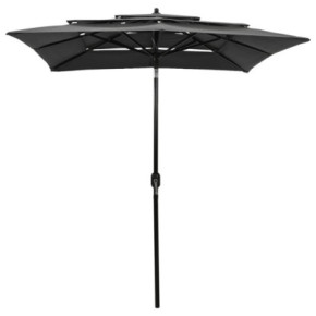 Umbrelă Grădină 3 Niveluri - Aluminiu Antracit 2x2m 2