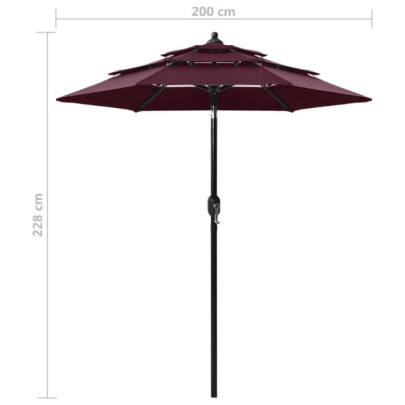 Umbrelă Grădină 3 Niveluri Roșu Bordo | Protecție UV