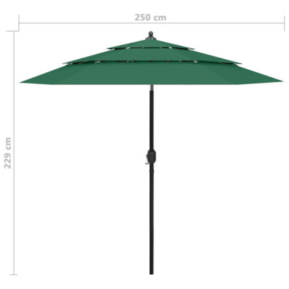 Umbrelă Grădină 3 Niveluri Verde | Protecție UV Superioară