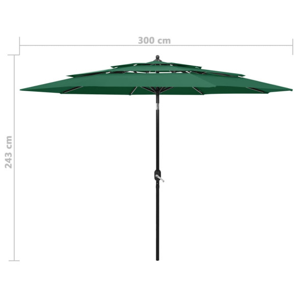 Umbrelă Grădină 3 Niveluri - Verde - Aluminiu