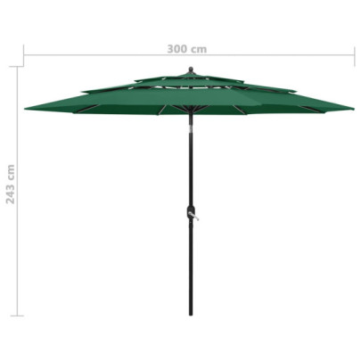 Umbrelă Grădină 3 Niveluri - Verde - Aluminiu