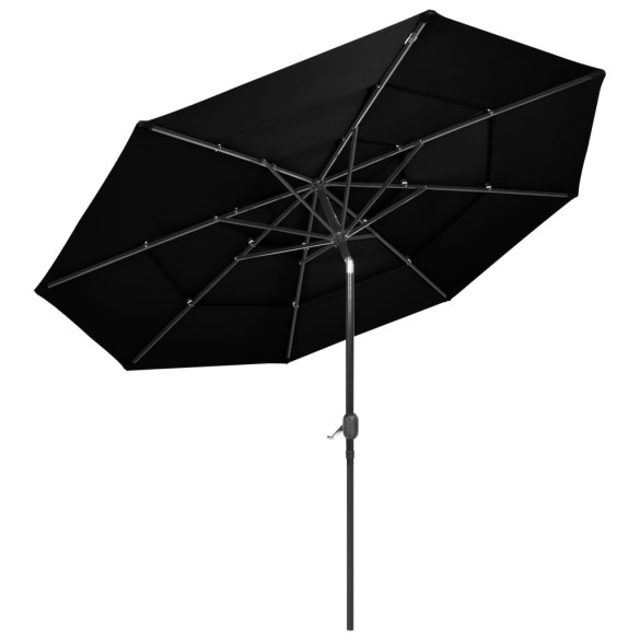 Umbrelă gradină 3 niveluri - Aluminiu - Negru - 3m Umbrelă gradină 3 niveluri - Aluminiu - Negru - 3m