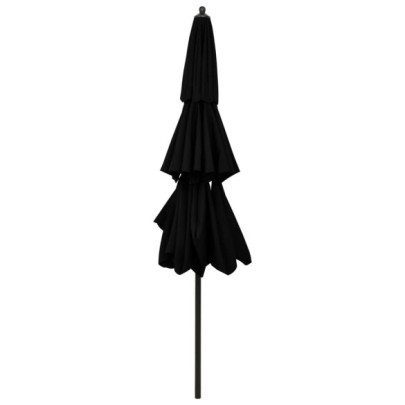 Umbrelă gradină 3 niveluri - Aluminiu - Negru - 3m
