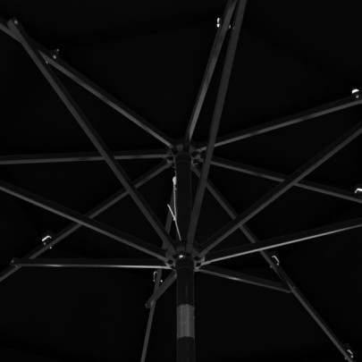 Umbrelă gradină 3 niveluri - Aluminiu - Negru - 3m