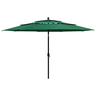 Umbrelă Grădină 3 Niveluri - Verde - Aluminiu - 3,5m
