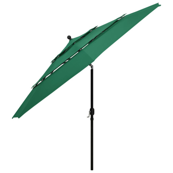 Umbrelă Grădină 3 Niveluri - Verde - Aluminiu - 3,5m
