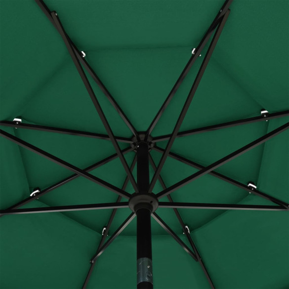 Umbrelă Grădină 3 Niveluri - Verde - Aluminiu - 3,5m