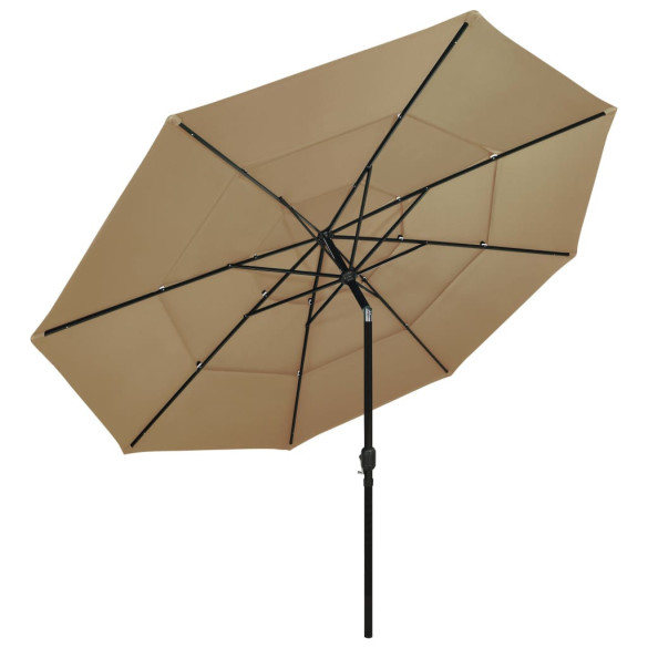 Umbrelă Grădină 3 Niveluri - Aluminiu - Gri Taupe - 3,5m