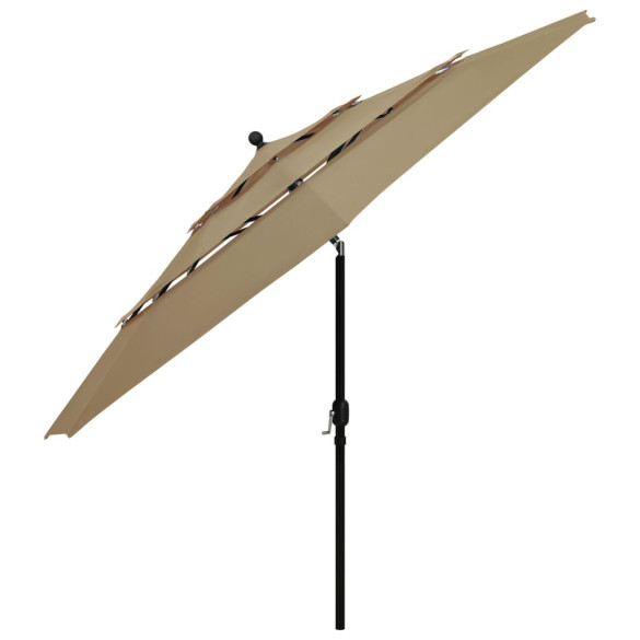 Umbrelă Grădină 3 Niveluri - Aluminiu - Gri Taupe - 3,5m