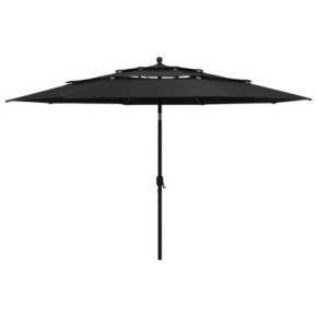 Umbrelă Grădină 3 Niveluri - Aluminiu Negru - Protecție UV
