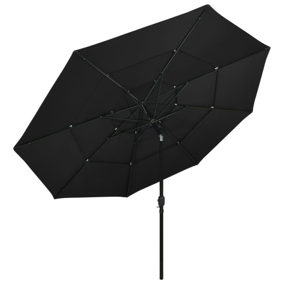 Umbrelă Grădină 3 Niveluri - Aluminiu Negru - Protecție UV