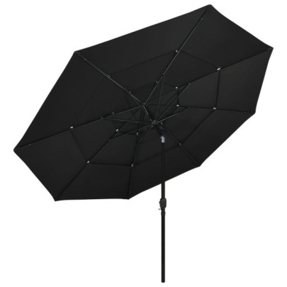 Umbrelă Grădină 3 Niveluri - Aluminiu Negru - Protecție UV