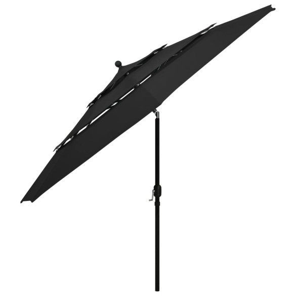 Umbrelă Grădină 3 Niveluri - Aluminiu Negru - Protecție UV