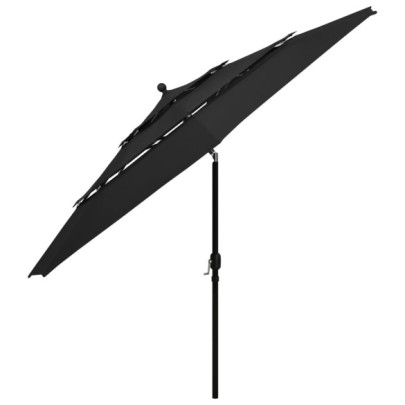 Umbrelă Grădină 3 Niveluri - Aluminiu Negru - Protecție UV