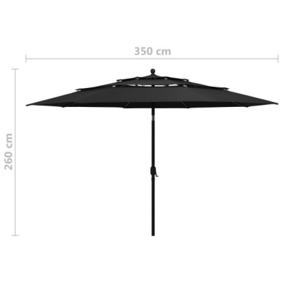 Umbrelă Grădină 3 Niveluri - Aluminiu Negru - Protecție UV