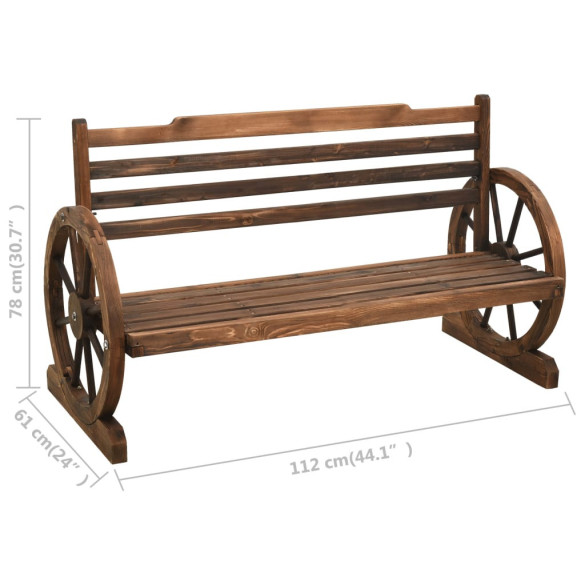 Bancă Grădină Lemn Masiv Brad - 112 cm - Design Rustic