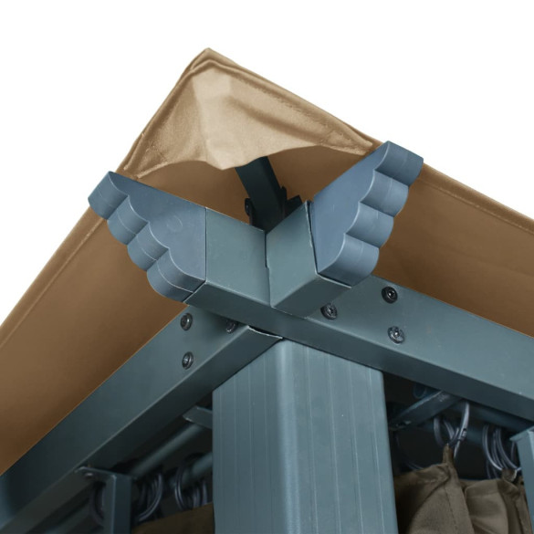 Pavilion cu Perdele Gri Taupe 4x3m - Aluminiu | Livrare Gratuita
