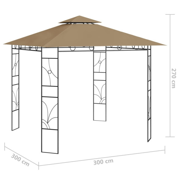 Pavilion Grădină 3x3m Gri Taupe - Cort Exterior Rezistent