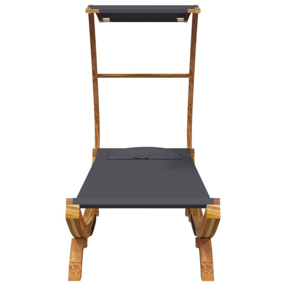 Pat Exterior cu Baldachin Antracit - Lemn Masiv 100x190 cm