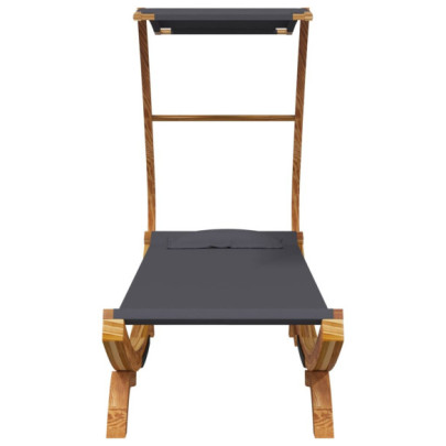 Pat Exterior cu Baldachin Antracit - Lemn Masiv 100x190 cm