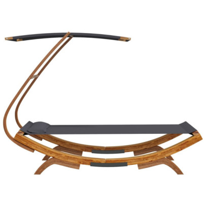 Pat Exterior cu Baldachin Antracit - Lemn Masiv 100x190 cm