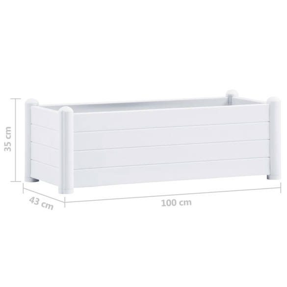 Strat Înălțat Grădină Alb - 100x43x35 cm - PP Rezistent
