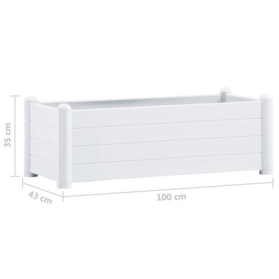 Strat Înălțat Grădină Alb - 100x43x35 cm - PP Rezistent