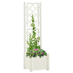 Jardinieră Grădină cu Spalier - Alb - 43x43x142 cm - PP