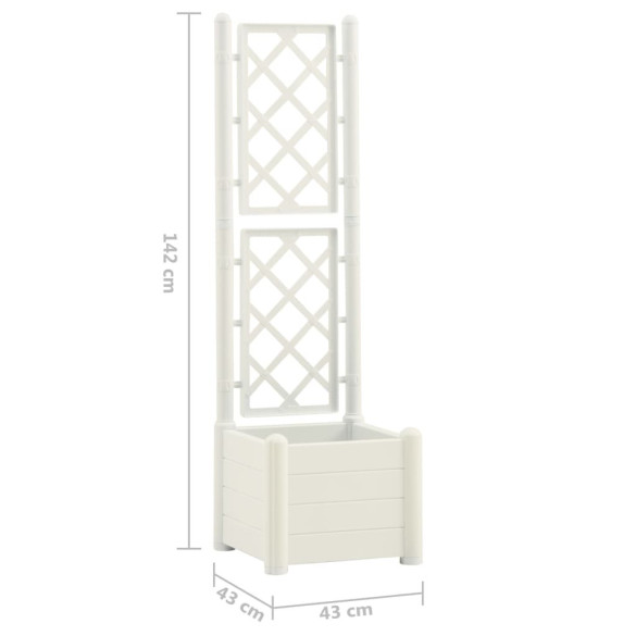 Jardinieră Grădină cu Spalier - Alb - 43x43x142 cm - PP