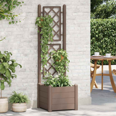 Jardinieră Grădină cu Spalier - Cafeniu 43x43x142cm | PP Rezistent