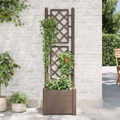 Jardinieră Grădină cu Spalier - Cafeniu 43x43x142cm | PP Rezistent